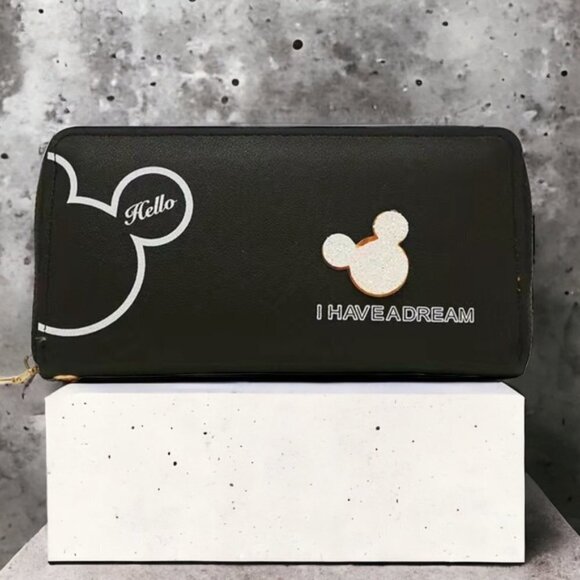 Minnie Mickey Mouse Wristlet Clutch Convertible Long Wallet White Black - Picture 5 of 15